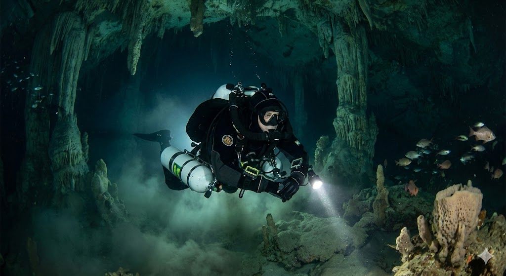 Rebreather cave diver